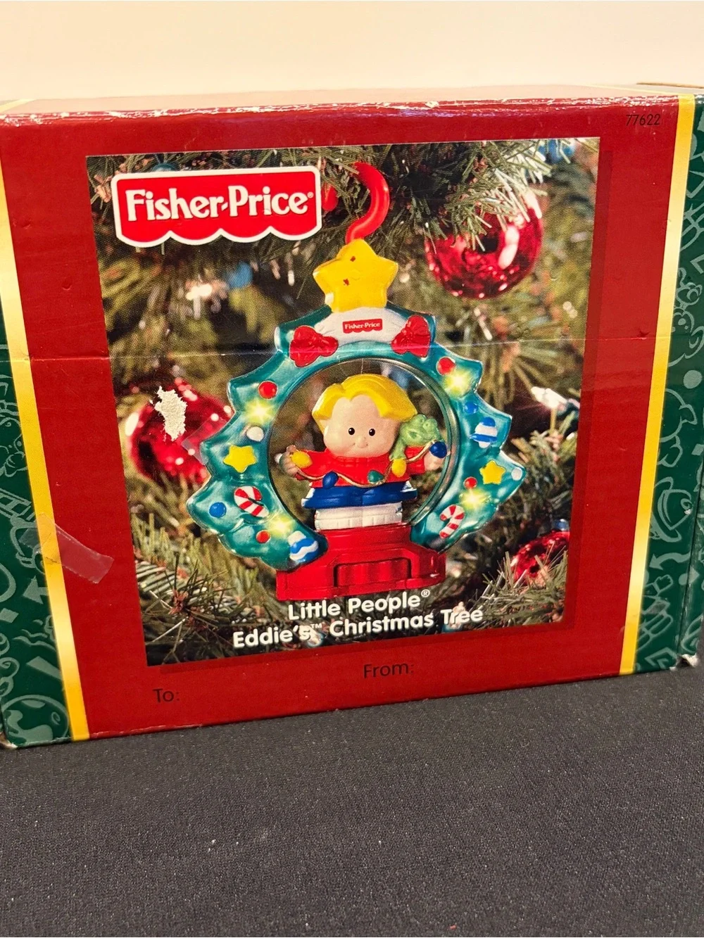 Fisher Price Little People Eddie’s Christmas Tree Ornament 2002 Mattel w/ Box